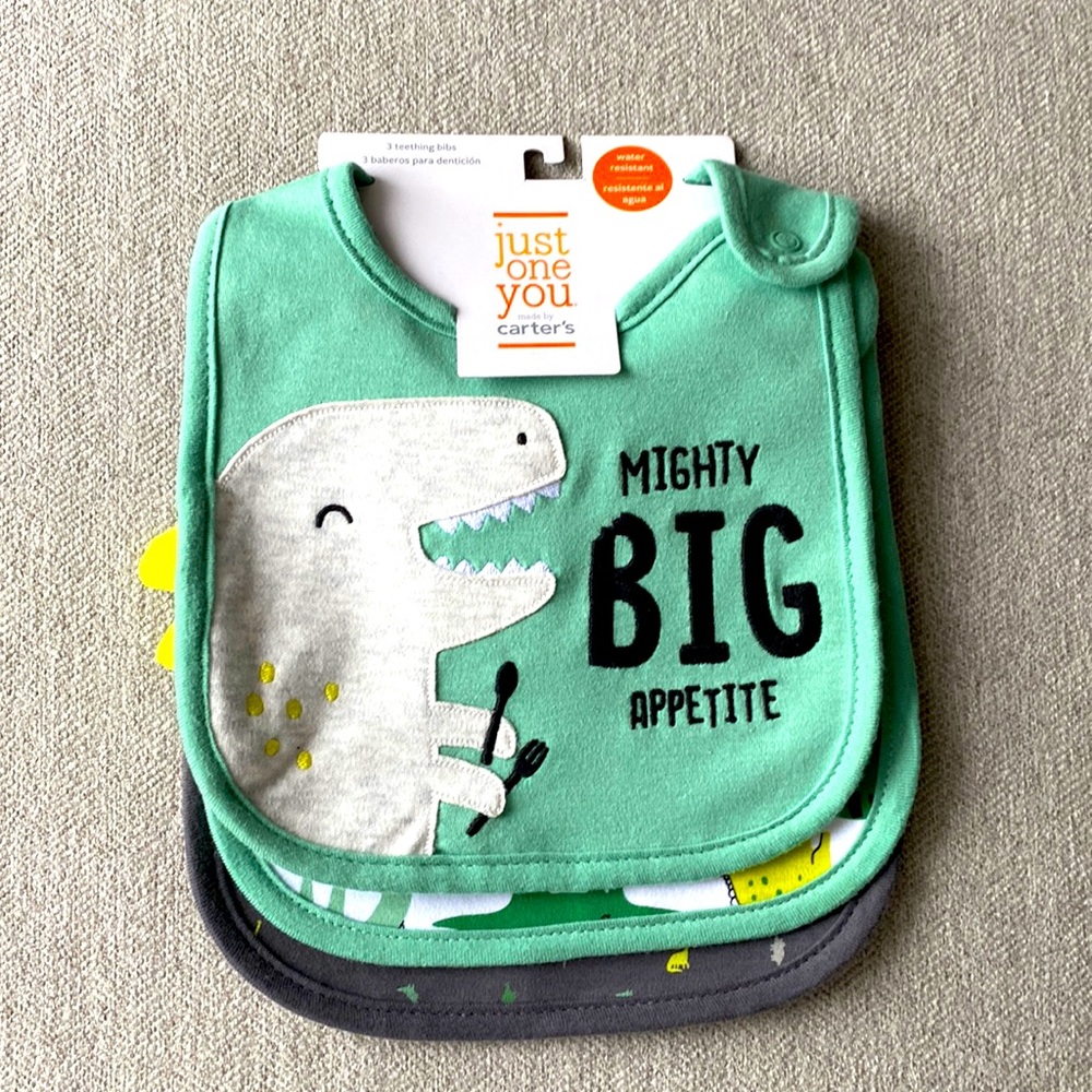 NWT Carter’s 3 pack Teething Bibs - Green